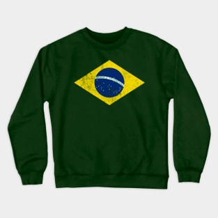 Brazil // Vintage Look Faded Flag Design Crewneck Sweatshirt